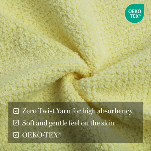 Zero Twist Yarn For High Absorbency, Soft & Gentle Feel On The Skin , OEKO-TEX Hand Towels, Yellow colour