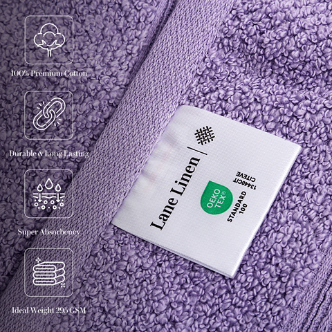 Lane Linen Hand Towels, 100% Premium Cotton Hand Towels, Durable & Long Lasting Hand Towels, Super Absorbance Hand Towels, English Lavendar  Colour