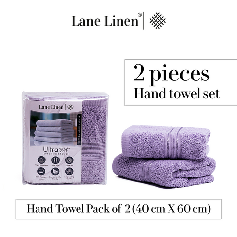 Lane Linen 100% Cotton, Highly, 2 Hand Towels, 575 GSM, Hand Towel Pack Of 2 40cm X 60cm, Hand Towel Sets, Lavendar Colour