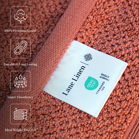 Lane Linen Hand Towels, 100% Premium Cotton Hand Towels, Durable & Long Lasting Hand Towels, Super Absorbance Hand Towels, Light Brown Colour