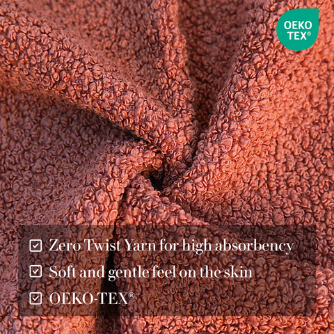 Zero Twist Yarn For High Absorbency, Soft & Gentle Feel On The Skin , OEKO-TEX Hand Towels, Light Brown colour
