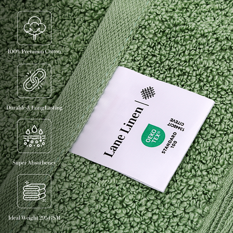 Lane Linen Hand Towels, 100% Premium Cotton Hand Towels, Durable & Long Lasting Hand Towels, Super Absorbance Hand Towels, Olive Colour