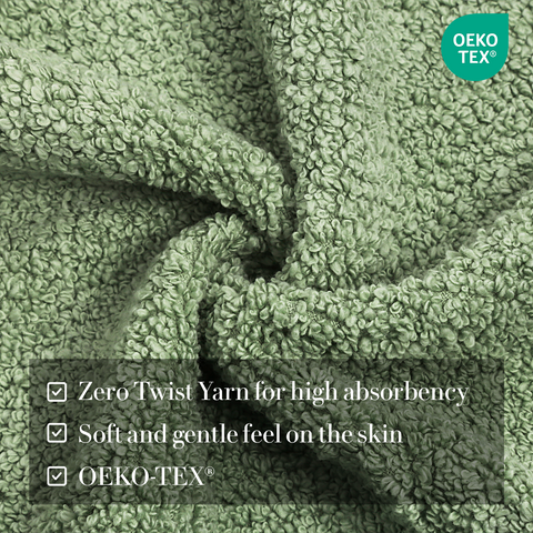 Zero Twist Yarn For High Absorbency, Soft & Gentle Feel On The Skin , OEKO-TEX Hand Towels, Olive colour