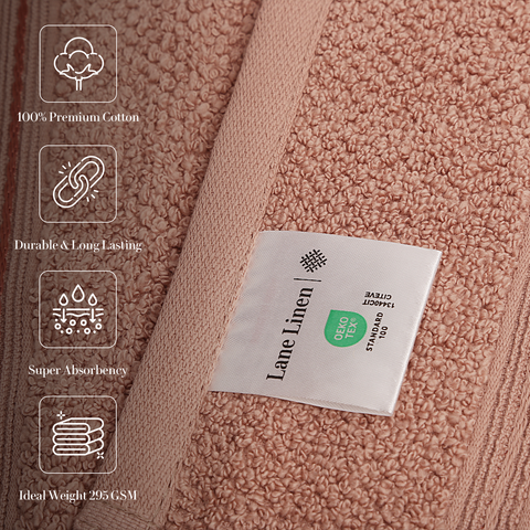 Lane Linen Hand Towels, 100% Premium Cotton Hand Towels, Durable & Long Lasting Hand Towels, Super Absorbance Hand Towels, Peach Colour 