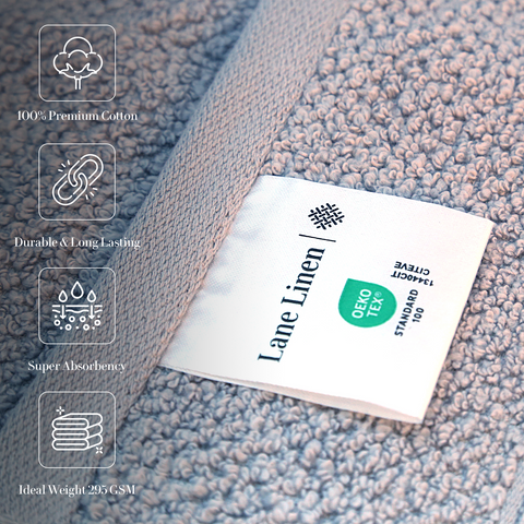 Lane Linen Hand Towels, 100% Premium Cotton Hand Towels, Durable & Long Lasting Hand Towels, Super Absorbance Hand Towels, Silver Colour