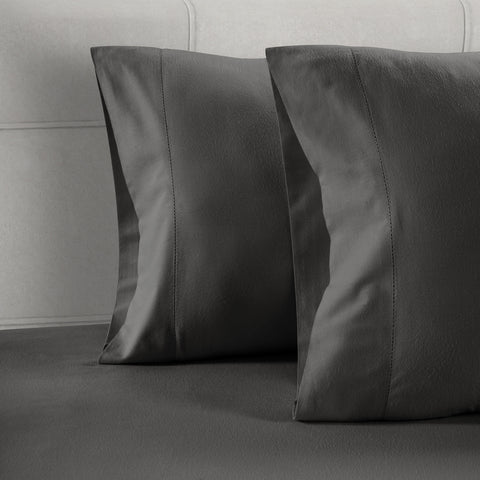 Lane Linen 100% Organic Cotton Pillow Pair |Breathable Fabric | Sustainable & Eco Friendly(Charcoal,Standard) - Lane Linen