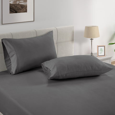 Lane Linen 100% Organic Cotton Pillow Pair |Breathable Fabric | Sustainable & Eco Friendly(Charcoal,Standard) - Lane Linen
