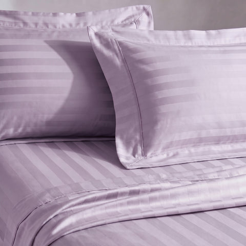 Galaxy | 100% Cotton 250 TC Damask Stripe | Eco-friendly & Wrinkle-free | 3 Piece (1 Bedsheet + 2 Pillow Covers) | Sateen Weave | Double Bed Sheet Set