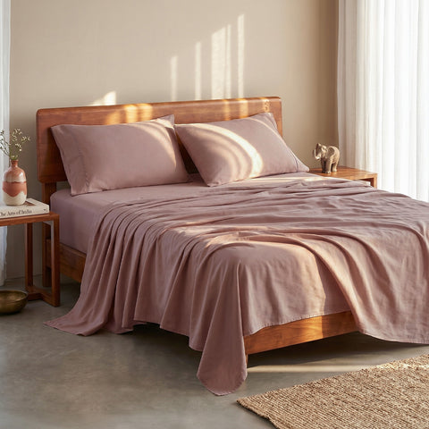 Organica | 100% organic Cotton Sheet Set | Soft & Breathable Fabric | 3 Piece (1 Bedsheet + 2 Pillow Covers) | Percale Weave | GOTS Certified - Super King Bed Sheet Set