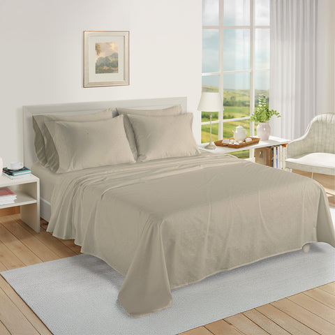 Linen Colour Bedsheet with 4 pillow covers, Egyptian cotton sheets

