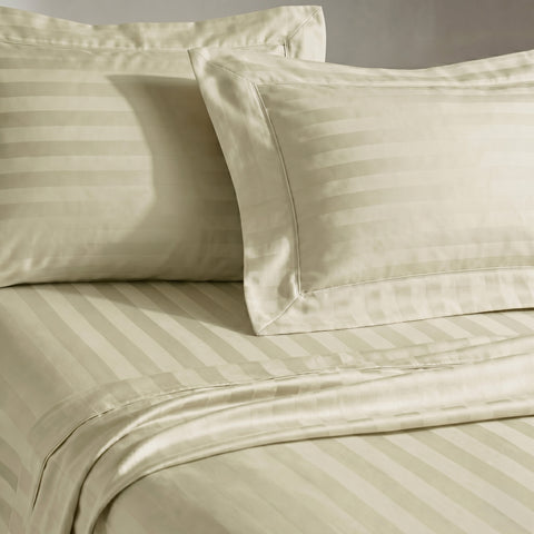 Galaxy | 100% Cotton 250 TC Damask Stripe | Eco-friendly & Wrinkle-free | 3 Piece (1 Bedsheet + 2 Pillow Covers) | Sateen Weave | Double Bed Sheet Set