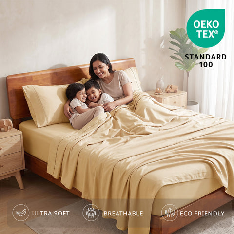 Organica | 100% organic Cotton Sheet Set | Soft & Breathable Fabric | 3 Piece (1 Bedsheet + 2 Pillow Covers) | Percale Weave | GOTS Certified - Double Bed Sheet Set