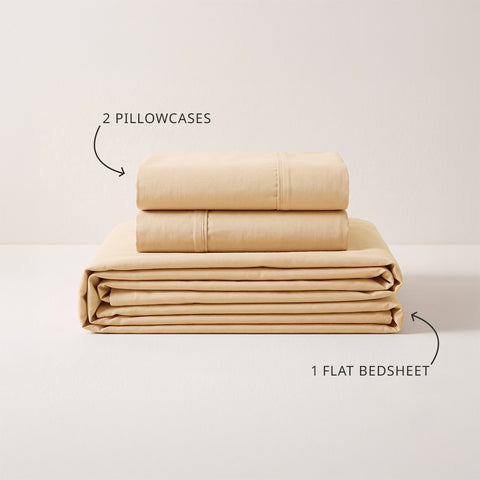 Organica | 100% organic Cotton Sheet Set | Soft & Breathable Fabric | 3 Piece (1 Bedsheet + 2 Pillow Covers) | Percale Weave | GOTS Certified - Double Bed Sheet Set
