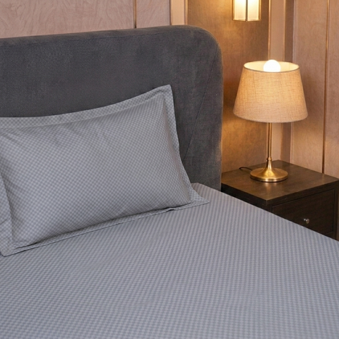 Micro check | 100% Cotton Ultrasoft 400TC Sheet Set | 3 Piece (1 Bedsheet + 2 Pillow Cover) | Oeko-TEX Certified - King Size Bed Sheet Set