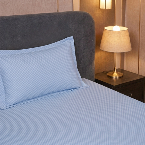 Micro check | 100% Cotton Ultrasoft 400TC Sheet Set | 3 Piece (1 Bedsheet + 2 Pillow Cover) | Oeko-TEX Certified - King Size Bed Sheet Set