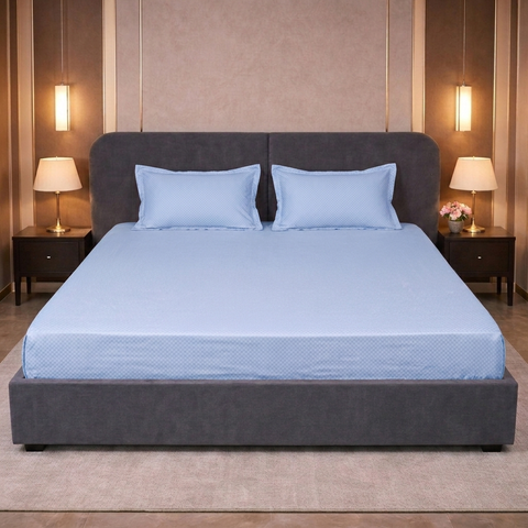Micro check | 100% Cotton Ultrasoft 400TC Sheet Set | 3 Piece (1 Bedsheet + 2 Pillow Cover) | Oeko-TEX Certified - King Size Bed Sheet Set