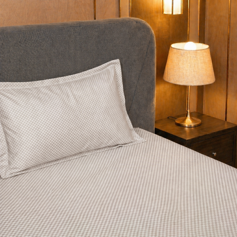 Micro check | 100% Cotton Ultrasoft 400TC Sheet Set | 3 Piece (1 Bedsheet + 2 Pillow Cover) | Oeko-TEX Certified - King Size Bed Sheet Set