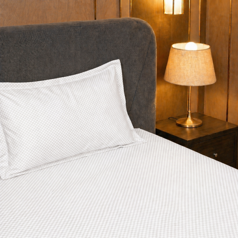 Micro check | 100% Cotton Ultrasoft 400TC Sheet Set | 3 Piece (1 Bedsheet + 2 Pillow Cover) | Oeko-TEX Certified - King Size Bed Sheet Set