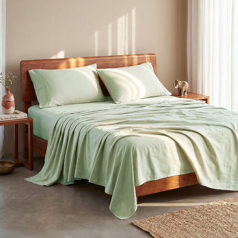 Organica | 100% organic Cotton Sheet Set | Soft & Breathable Fabric | 3 Piece (1 Bedsheet + 2 Pillow Covers) | Percale Weave | GOTS Certified - Double Bed Sheet Set