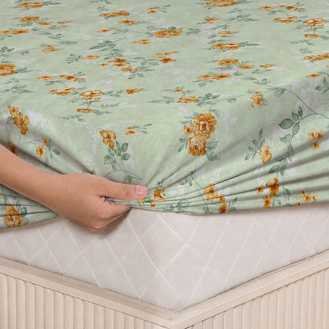 Symphony Vol 2 | 100% Cotton Sheet Set | Soft & Breathable Fabric | 3 Piece (1 Bedsheet + 2 Pillow Covers) | Super King Fitted Bed Sheet Set