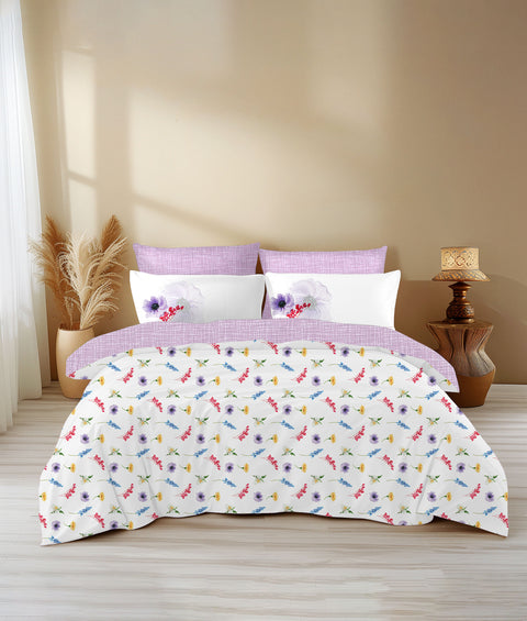 White Yellow Colour Floral Design Pattern With 4 Pillows 