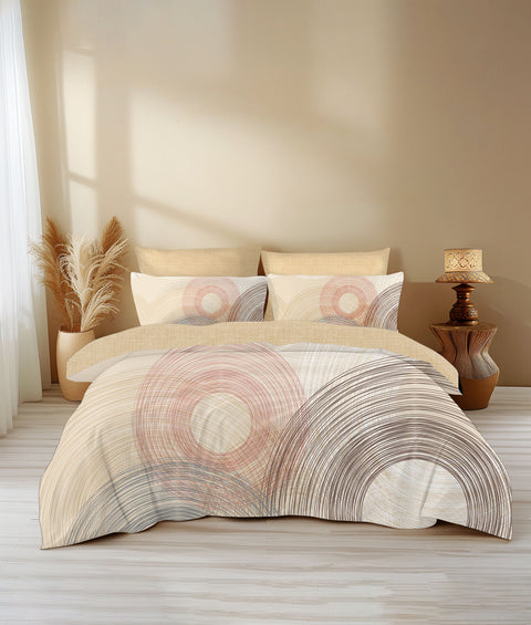 Brown Circle Bedsheet With 4 Matching Pillows