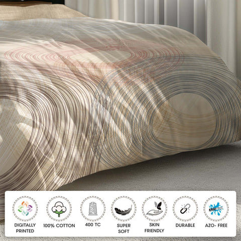 Brown Circle Bedsheet, Cotton Bedsheet, 400TC,Super Soft Bedsheet, Skin Friendly Bedsheets, Durable & Sustainable Bedsheet
