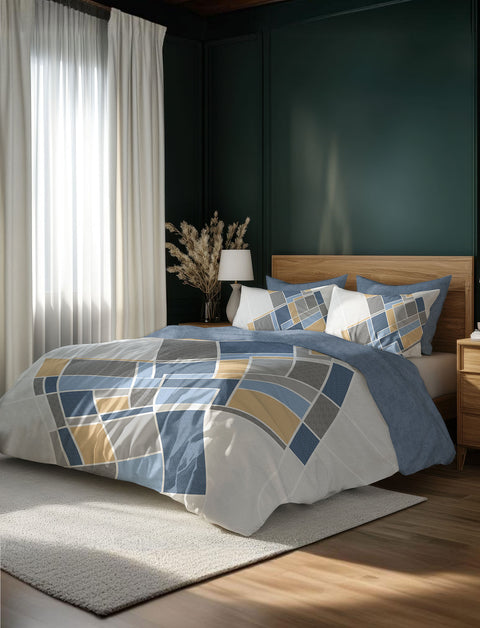 Blue Pattern Colour Bedsheet With Pillows