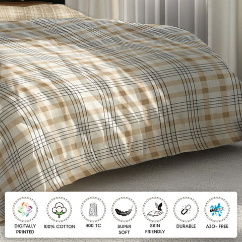 Brown Floral Geometric Pattern Bedsheet,  Cotton Bedsheet, 400TC,Super Soft Bedsheet, Skin Friendly Bedsheets, Durable & Sustainable Bedsheet
