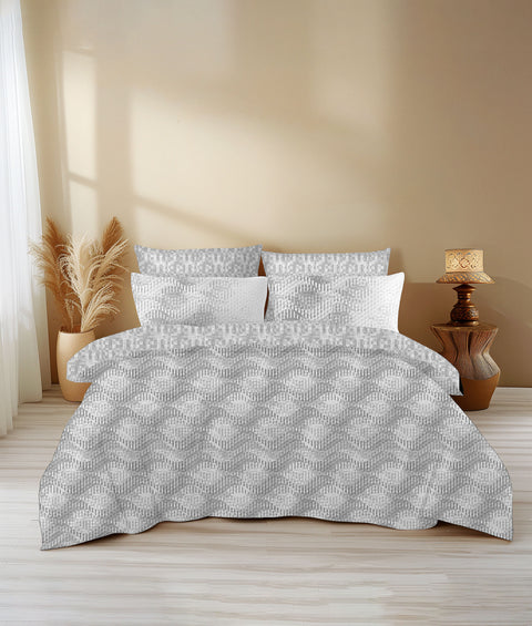  Grey Floral Pattern Bedsheet With 4 Matching Pillows
