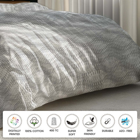  Grey Floral Colour Pattern Bedsheet, Cotton Bedsheet, 400TC,Super Soft Bedsheet, Skin Friendly Bedsheets, Durable & Sustainable Bedsheet