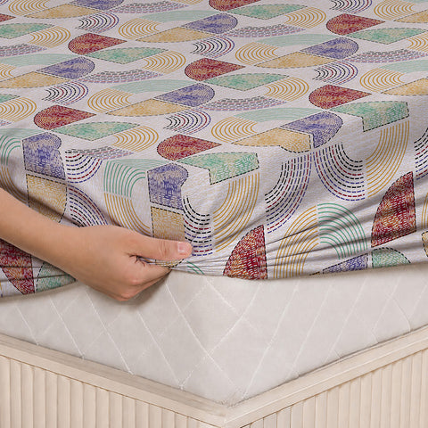 Symphony Vol 2 | 100% Cotton Sheet Set | Soft & Breathable Fabric | 3 Piece (1 Bedsheet + 2 Pillow Covers) | Super King Fitted Bed Sheet Set
