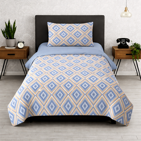 Symphony | 100% Cotton Sheet Set | Soft & Breathable Fabric | 2 Piece (1 Bedsheet + 1 Pillow Cover) | Single Bed Sheet Set