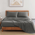 Charcoal Colour Bedsheet with 2 Pillows On a Wooden Bed
