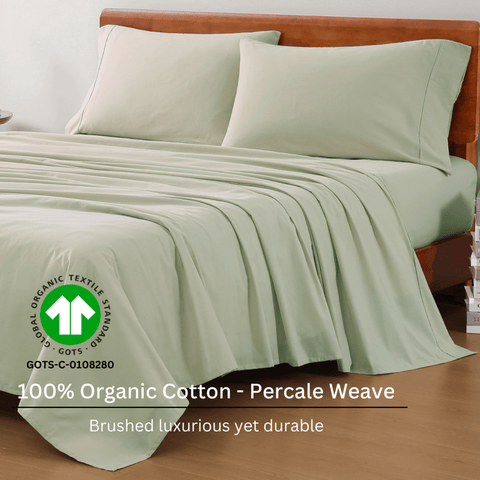 Double bedsheet sized. 100% cotton organic cotton percale waves