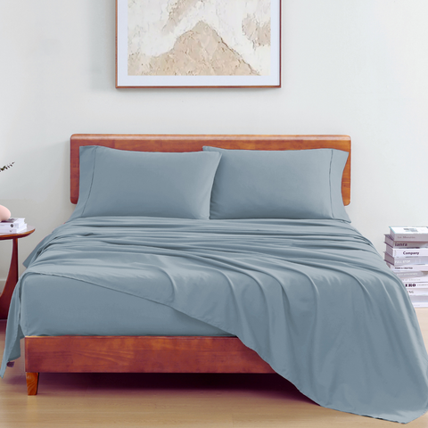 Double sized bedsheet with 2 pillows of French Blue Color