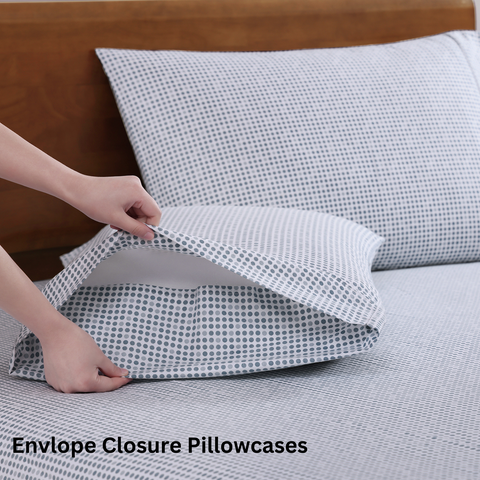 King Size Bedsheet With Polka Dot Blue Color Pillows,Envlope Closure Pillowcases