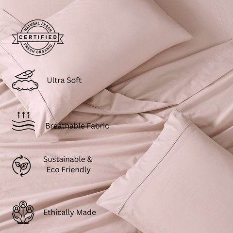 Sephia Rose Color Bedsheet, Ultra Soft Bedsheet, Organic Bedsheet, Cotton Bedsheet, Breathable Fabric, Durable & Sustainable Bedsheets, Eco Friendly Bedsheet, Ethically Made Bedsheets