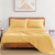 King sized Bedsheet with 2Pillows On Wooden Bed 