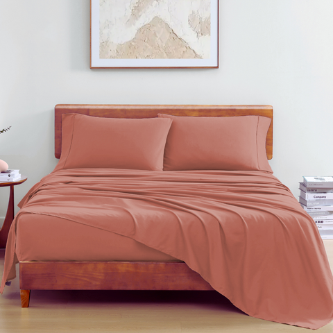 King sized bedsheet with 2 Pillows on a bed with Rose Dawn Colour