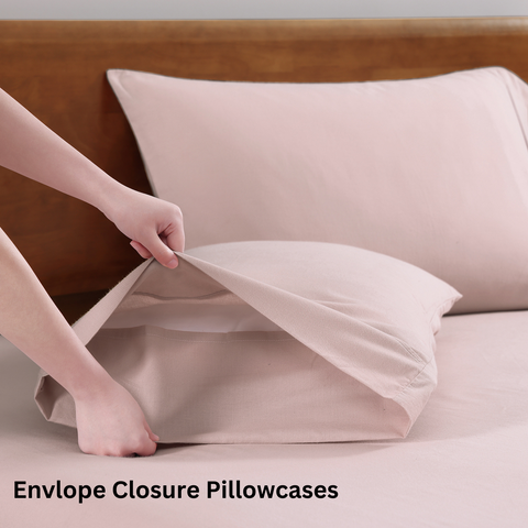 2 Pillows Of Sephia Rose Colour Bedsheet On A Wooden Bed