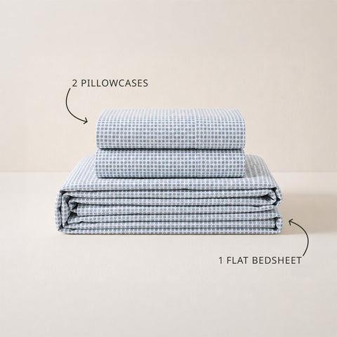 Organica | 100% organic Cotton Sheet Set | Soft & Breathable Fabric | 3 Piece (1 Bedsheet + 2 Pillow Covers) | Percale Weave | GOTS Certified - Super King Fitted Printed Bed Sheet Set