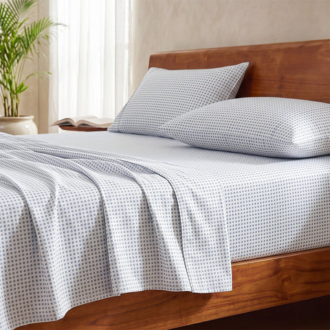 Organica | 100% organic Cotton Sheet Set | Soft & Breathable Fabric | 3 Piece (1 Bedsheet + 2 Pillow Covers) | Percale Weave | GOTS Certified - Super King Fitted Printed Bed Sheet Set