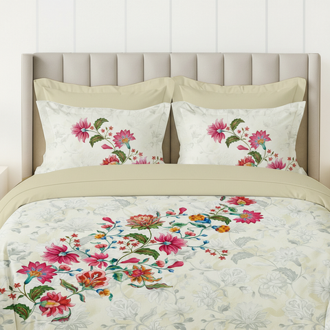 Pixel | 100% Cotton 250 TC Digitally Printed Sheet Set | 3 Piece (1 Bedsheet + 2 Pillow Cover) |Oeko-TEX Certified - King Size Bed Sheet Set