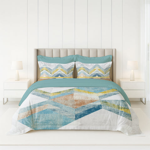 Pixel | 100% Cotton 250 TC Digitally Printed Sheet Set | 3 Piece (1 Bedsheet + 2 Pillow Cover) |Oeko-TEX Certified - King Size Bed Sheet Set