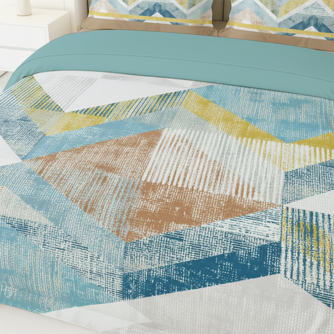 Pixel | 100% Cotton 250 TC Digitally Printed Sheet Set | 3 Piece (1 Bedsheet + 2 Pillow Cover) |Oeko-TEX Certified - King Size Bed Sheet Set