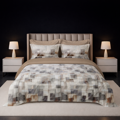 Pixel | 100% Cotton 250 TC Digitally Printed Sheet Set | 3 Piece (1 Bedsheet + 2 Pillow Cover) |Oeko-TEX Certified - King Size Bed Sheet Set