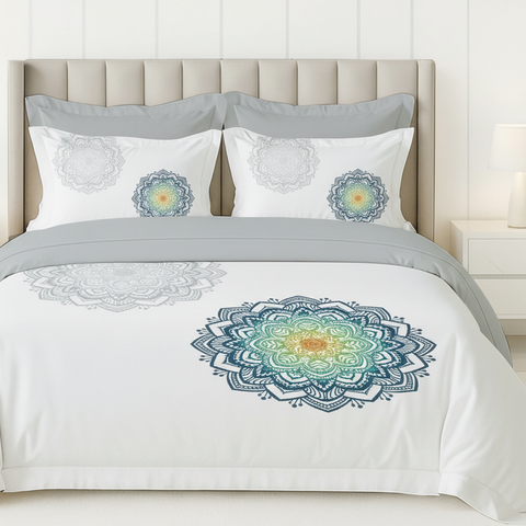 Pixel | 100% Cotton 250 TC Digitally Printed Sheet Set | 3 Piece (1 Bedsheet + 2 Pillow Cover) |Oeko-TEX Certified - King Size Bed Sheet Set