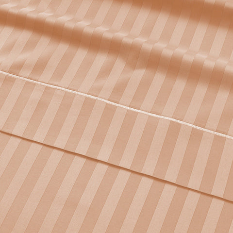 Pale Peach Colour Bedsheet Stripe King 800TC 