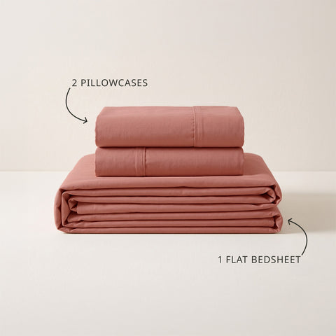 Organica | 100% organic Cotton Sheet Set | Soft & Breathable Fabric | 3 Piece (1 Bedsheet + 2 Pillow Covers) | Percale Weave | GOTS Certified - Double Bed Sheet Set